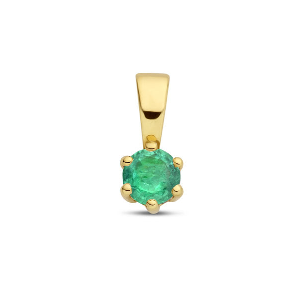 Met geboortesteen hanger MEI: Smaragd - 14 karaat geelgouden smaragd hangery - Hutjens - 14k Geelgoud