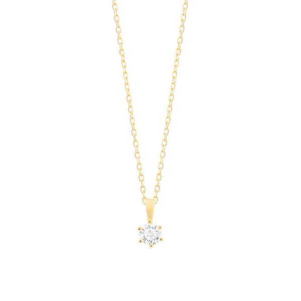 Met diamant -  0.10 ct. - 6 poot chaton - Hutjens Diamond - 18k Geelgoud