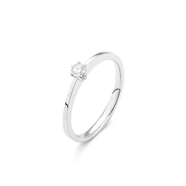 6 poot chaton met diamant 0.15crt. - Solitair - Hutjens Diamond - 14k Witgoud