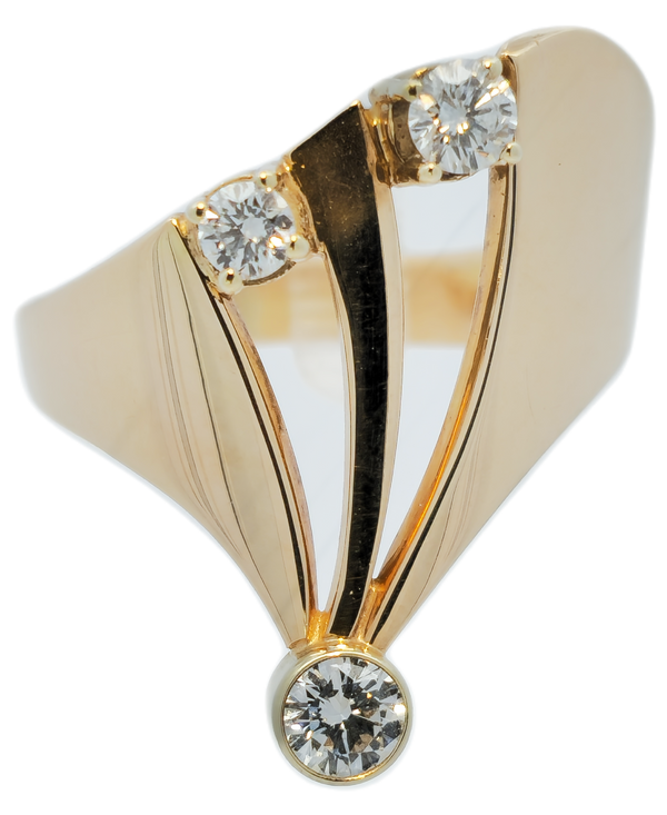 Gouden ring dames - Whisper met briljanten - Geelgouden ring - Hutjens - 14k Geelgoud