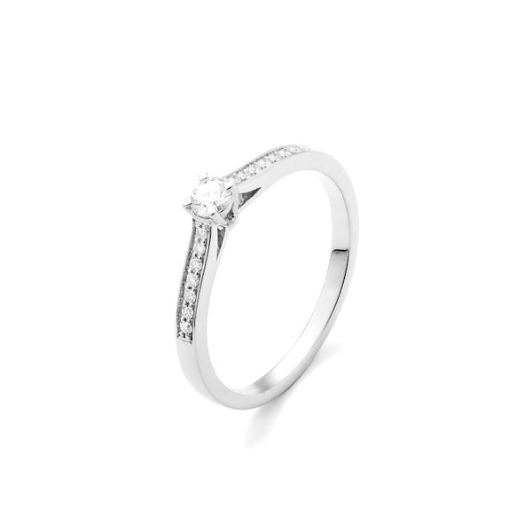 Met diamant 0.20 crt. - Solitair - Hutjens Solitair - 18k Witgoud