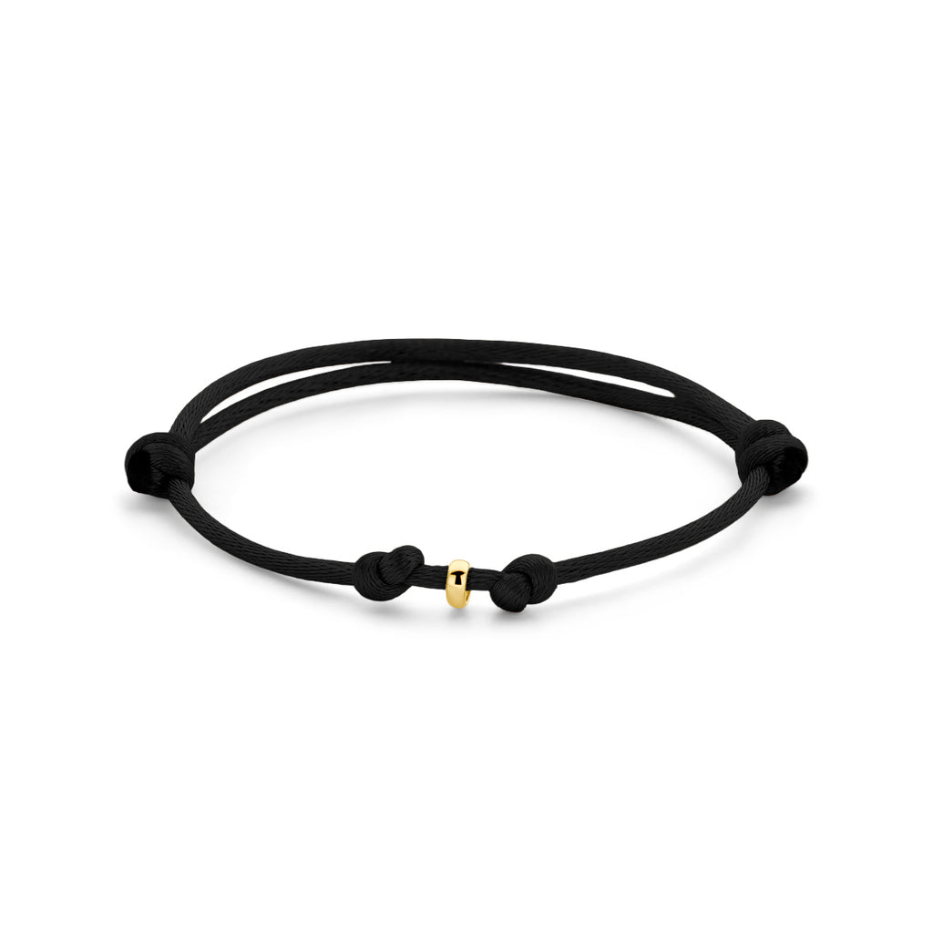 Satijn Armband Mini Zwart 14k geelgoud