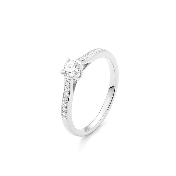 Met diamant 0.30 crt. - Solitair - Hutjens Solitair - 18k Witgoud