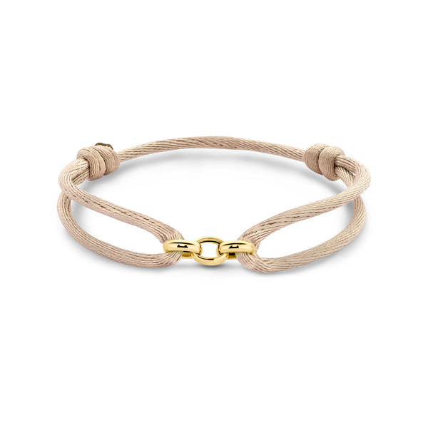Satijn Armband Ovaal Beige - 14k Geelgoud