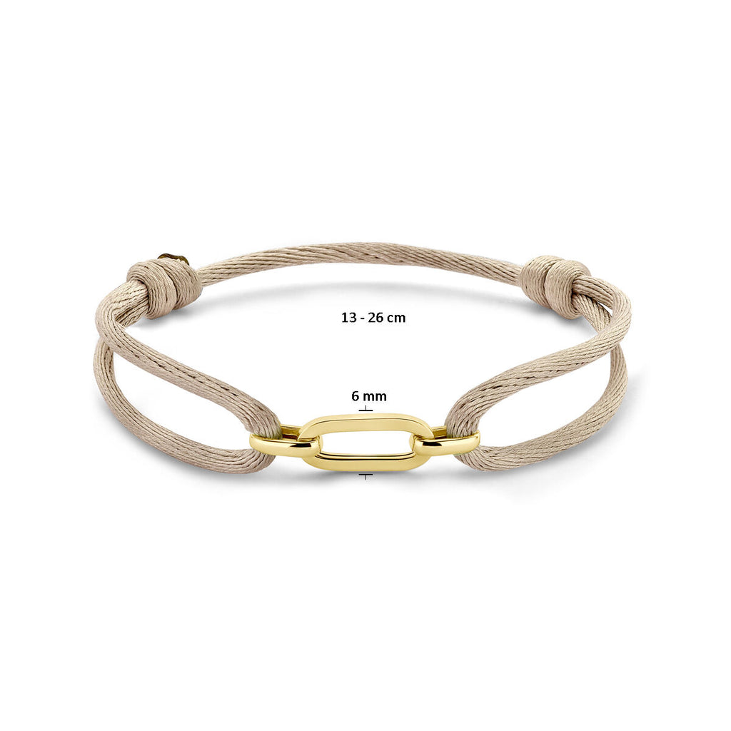 Armband satijn beige - Hutjens - 14k Geelgoud