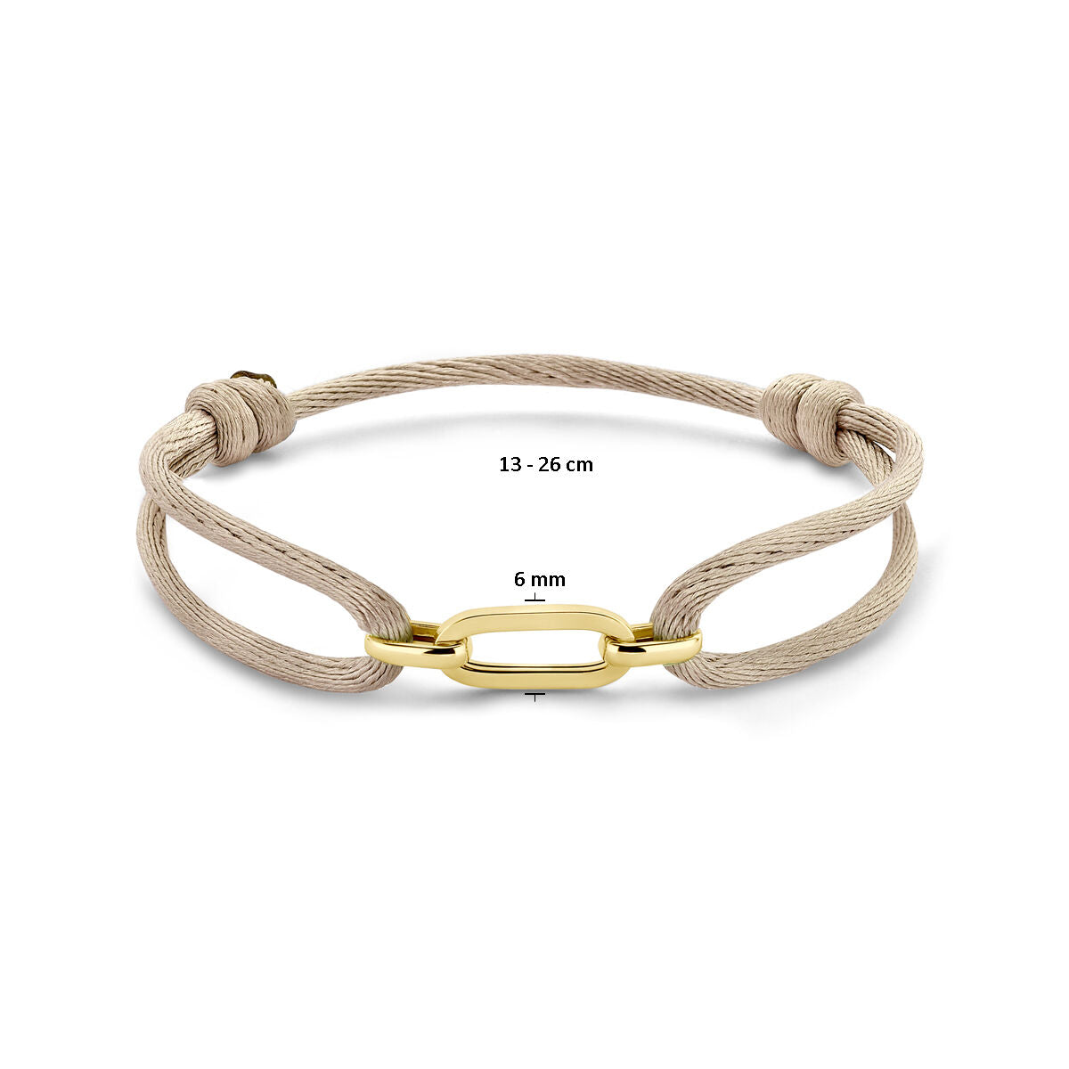 Armband satijn beige - Hutjens - 14k Geelgoud
