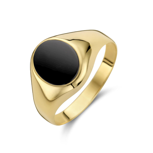 Zegelring met Onyx - Ring - 1 ct. - Hutjens - 14k Geelgoud