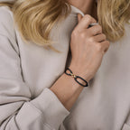 Armband satijn zwart - Hutjens - 14k Geelgoud