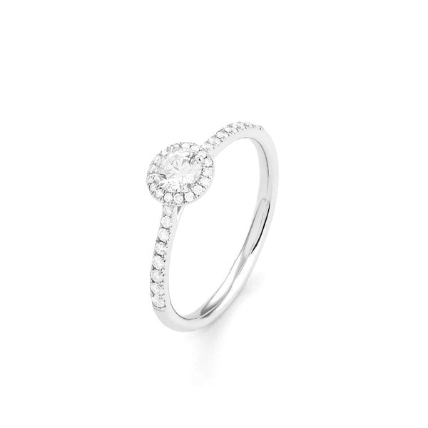 Klassieke  ring met diamant 0.51 crt. - Hutjens Diamond - 18k Witgoud