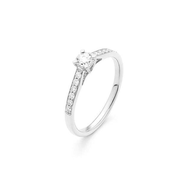 Met diamant 0.60 crt. - Solitair - Hutjens Solitair - 18k Witgoud