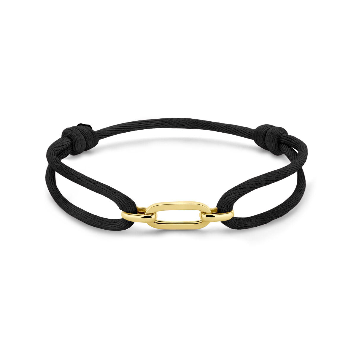 Armband satijn zwart - Hutjens - 14k Geelgoud