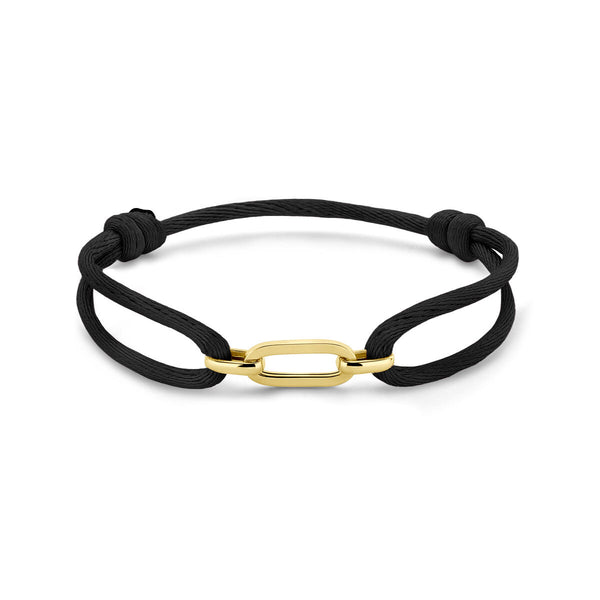 Armband satijn zwart - Hutjens - 14k Geelgoud