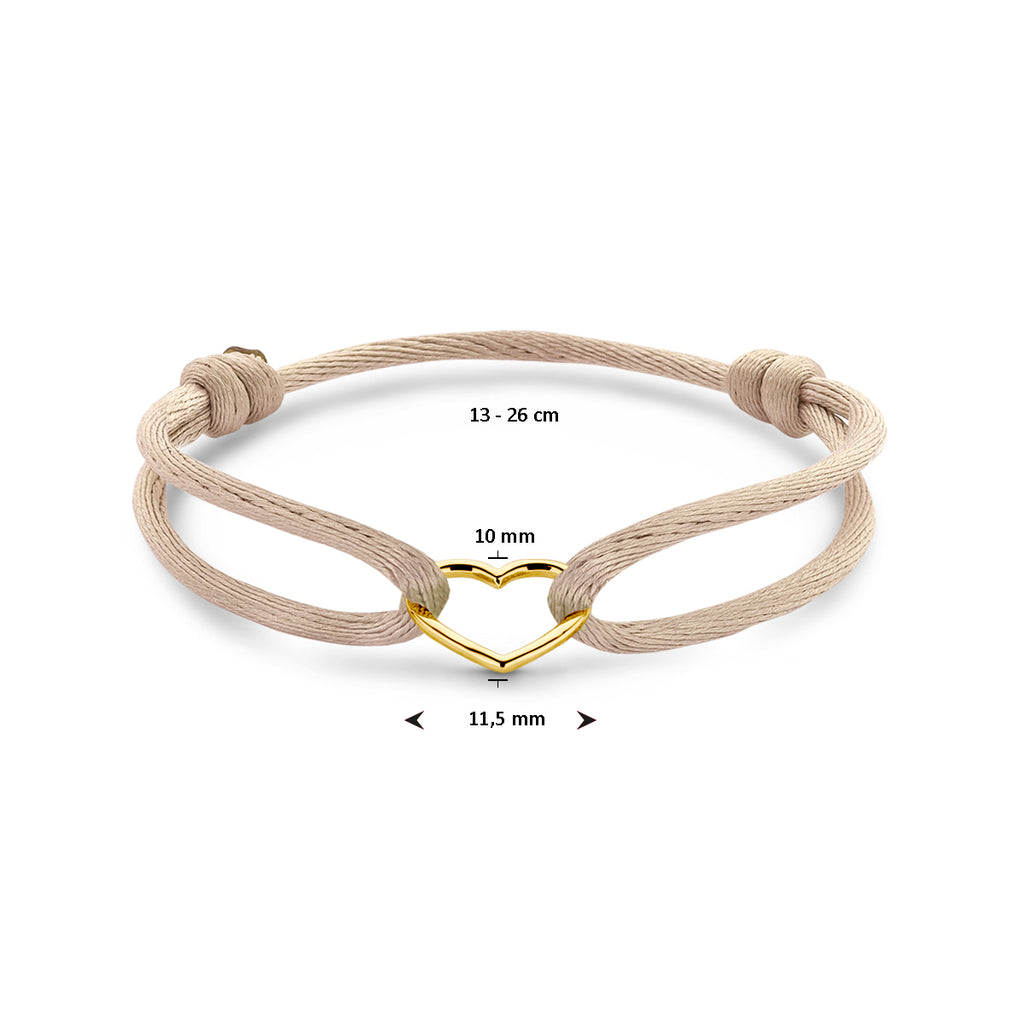 Satijn Armband Hart Beige gedragen