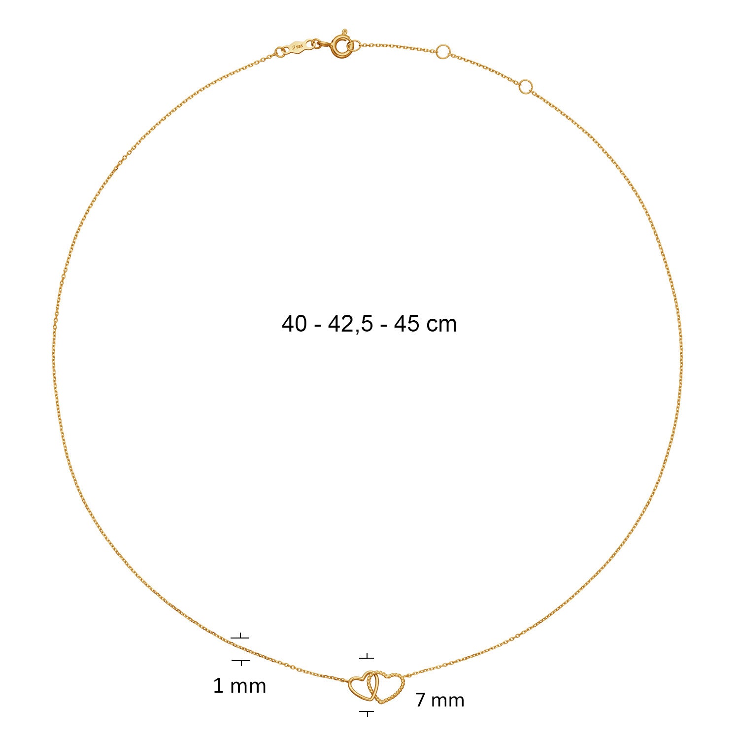 Connected Love Necklace - Jackie - 14k Geelgoud