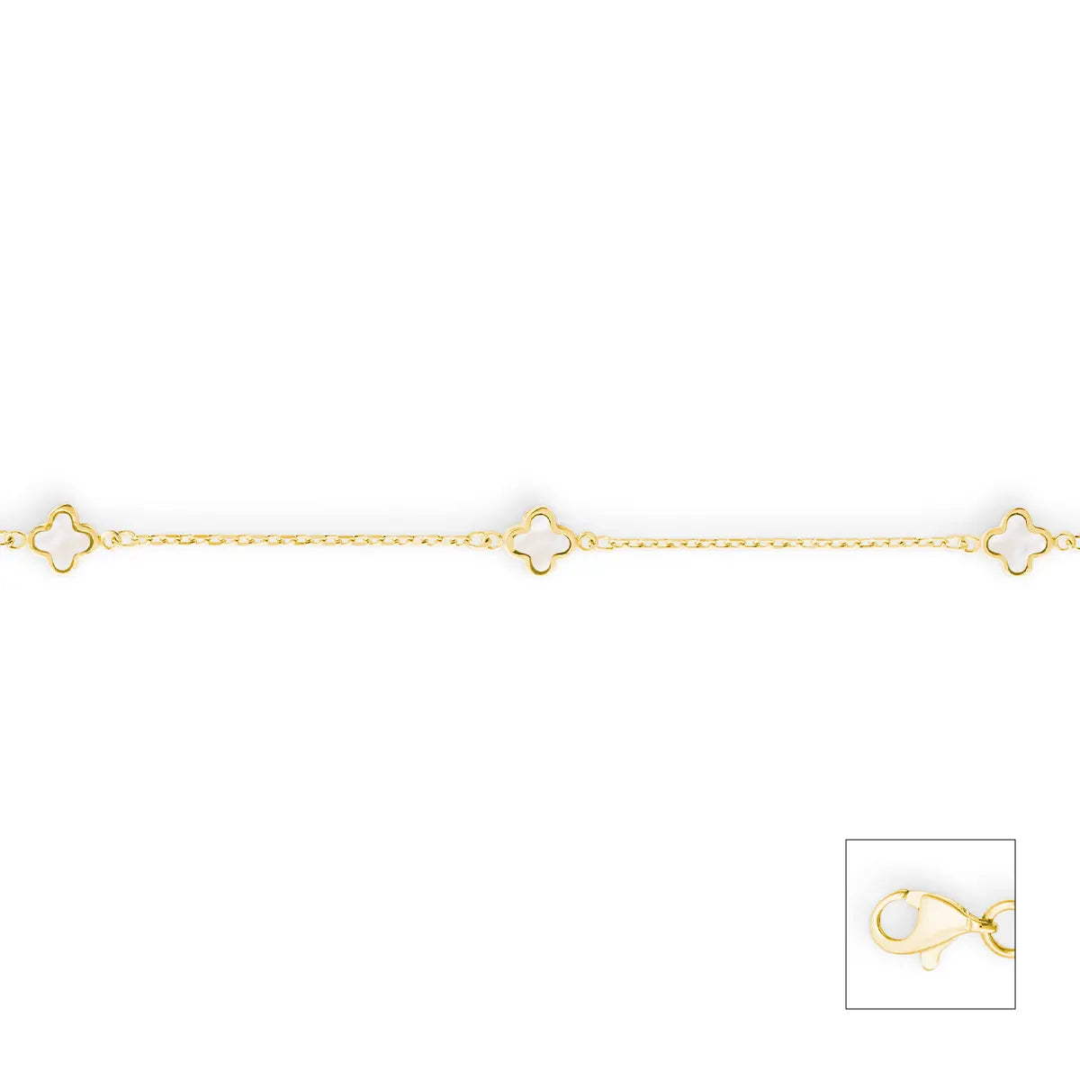 Klaverarmband parelmoer - Hutjens - 14k Geelgoud