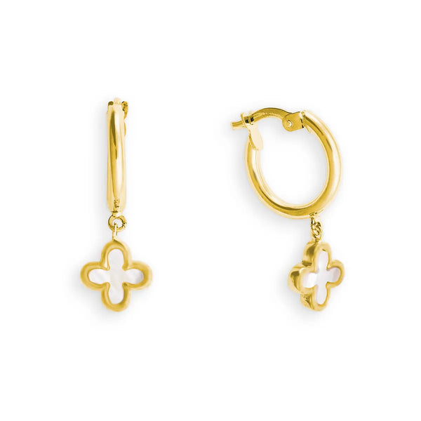 Oorsieraden klaver parelmoer - Hutjens - 14k Geelgoud