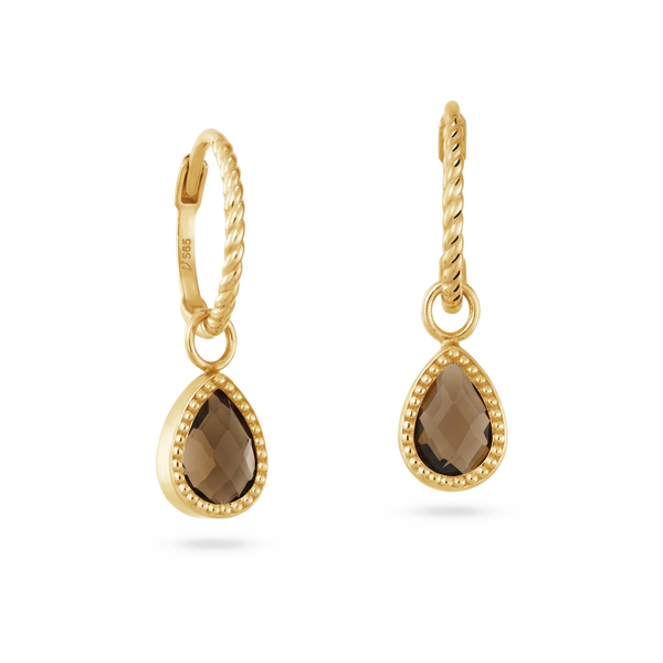 Amstel Smoky Quartz Hoops - Jackie - 14k Geelgoud