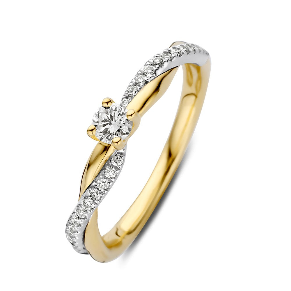 Bicolor solitair ring - 0,30 crt. - Hutjens Diamond - 14k goud