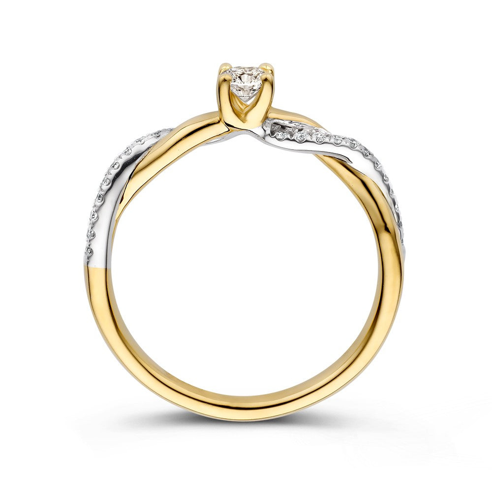 Bicolor solitair ring - 0,30 crt. - Hutjens Diamond - 14k goud