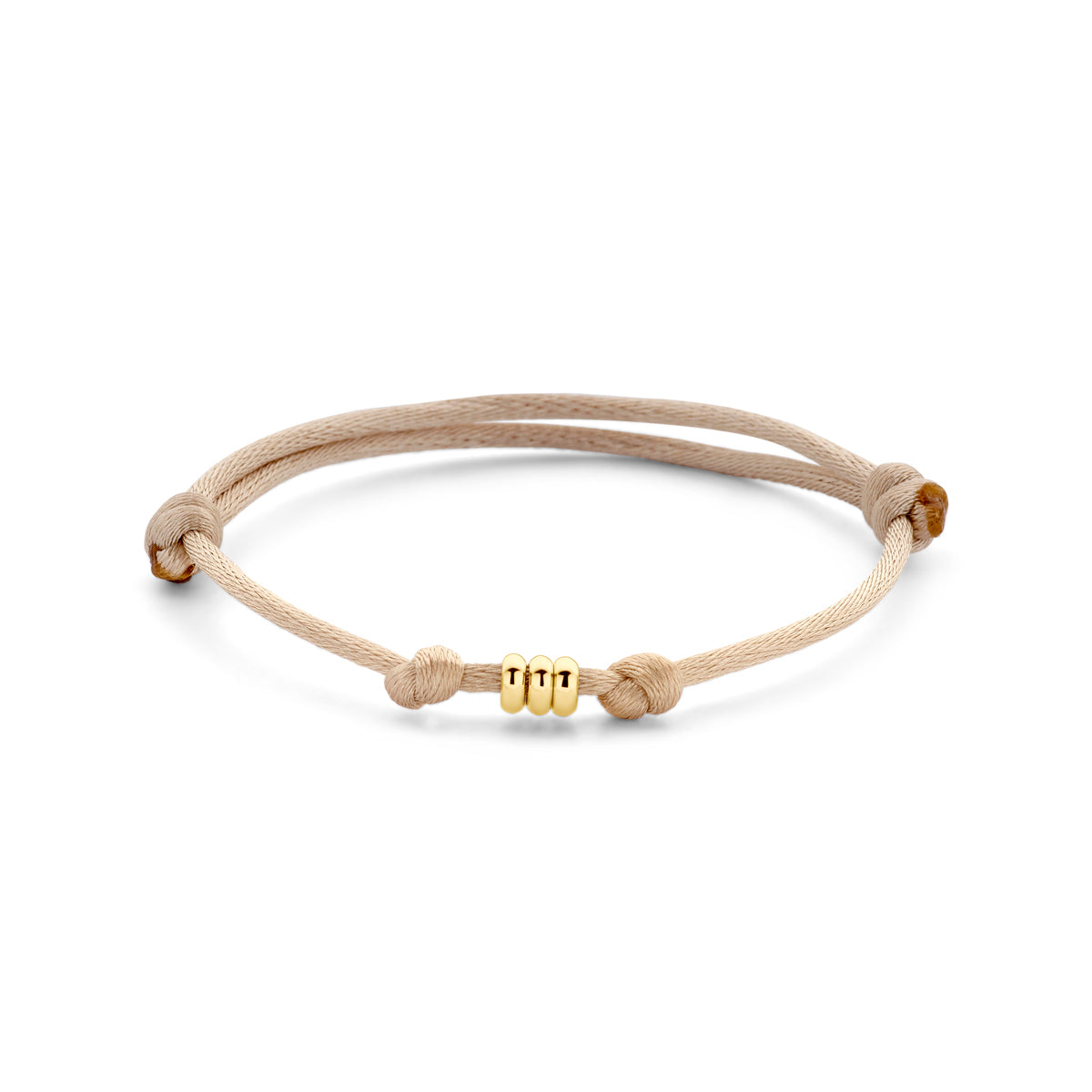 Satijn Armband Trio Beige 14k geelgoud