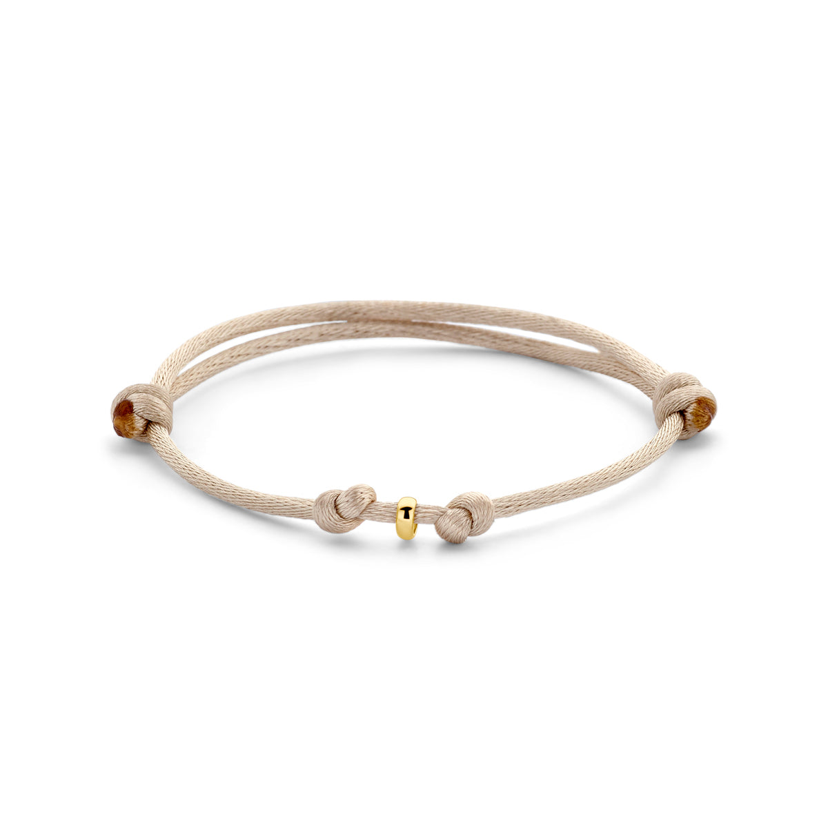 Satijn Armband Mini Beige 14k geelgoud