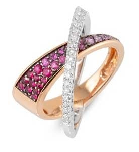 Met diamanten en robijnen - Promesse - Ponte Vecchio - 18k Geelgoud