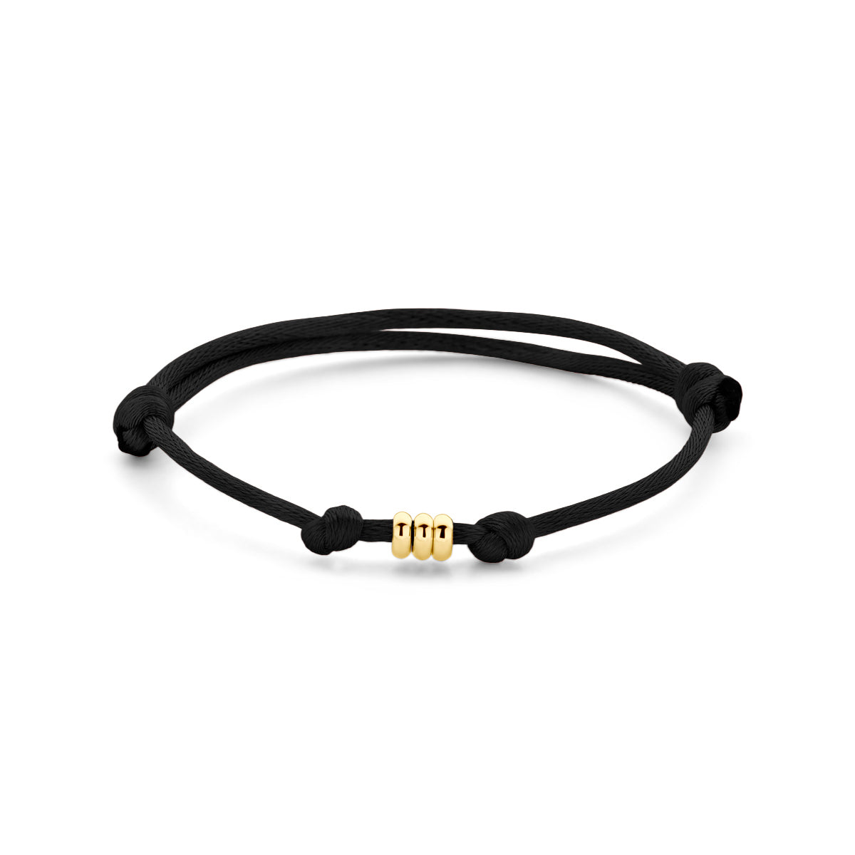 Satijn Armband Trio Zwart 14k geelgoud