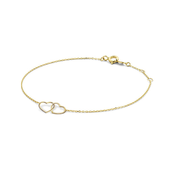 Double Heart Bracelet - Jackie - 14k Geelgoud