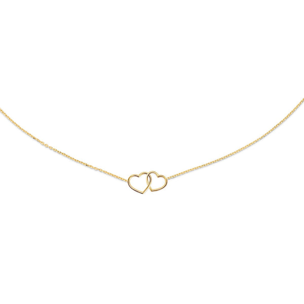 Double Heart Necklace - Jackie - 14k Geelgoud