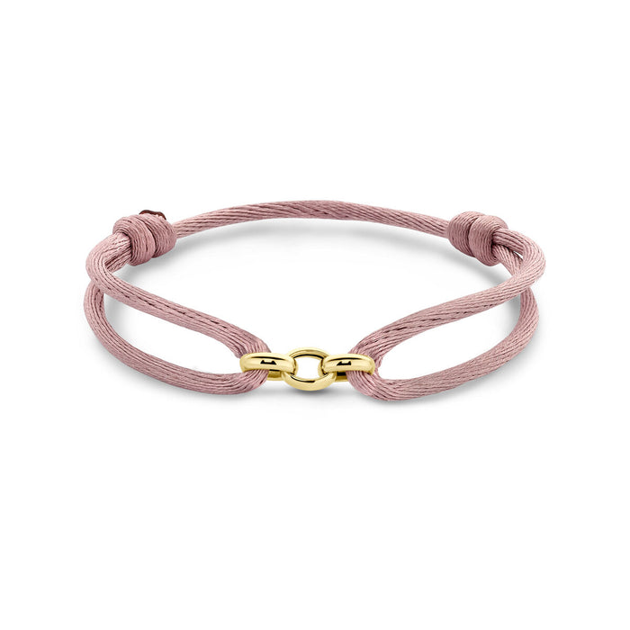 Satijn Armband Trio Roze - 14k Geelgoud