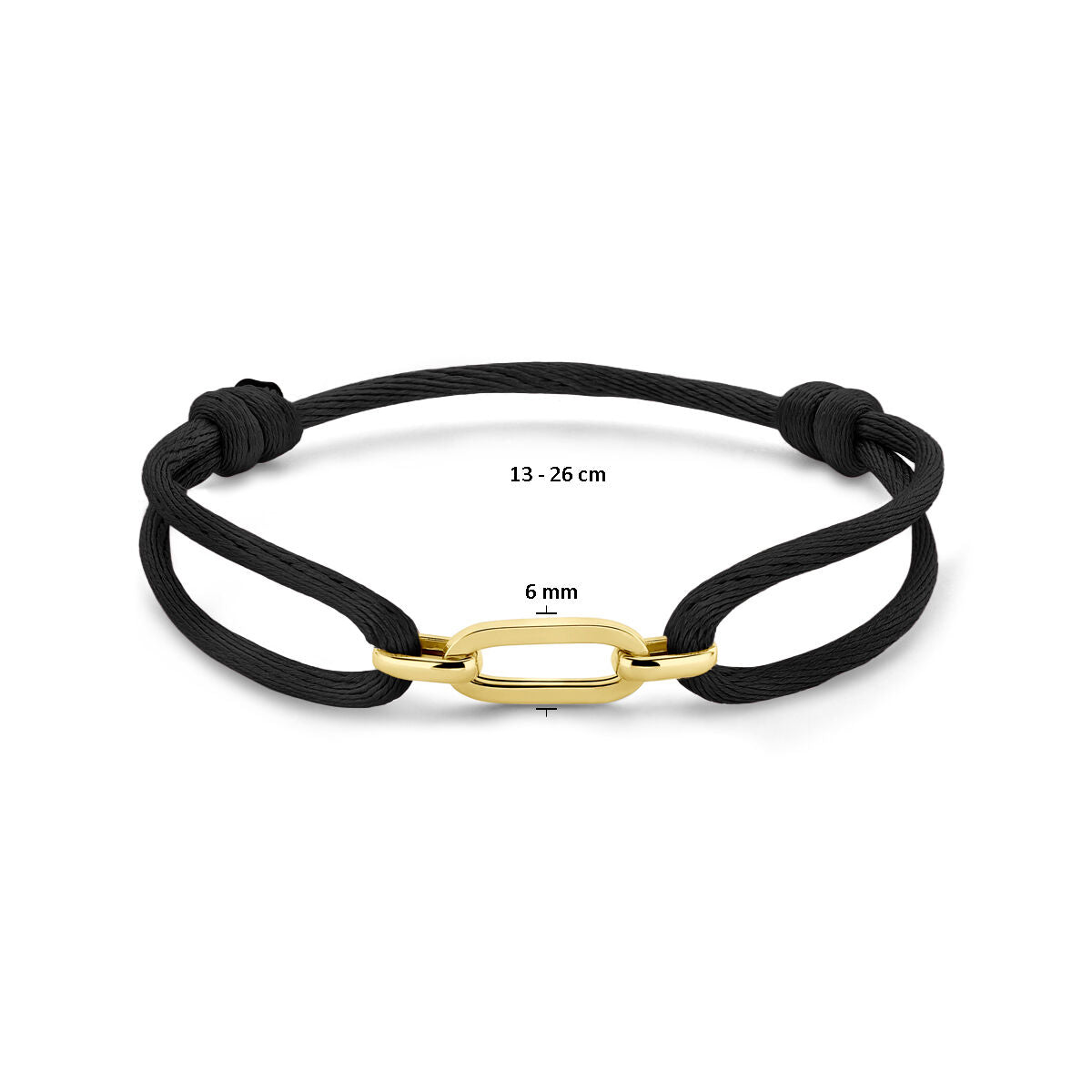 Armband satijn zwart - Hutjens - 14k Geelgoud
