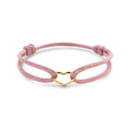 Satijn Armband Hart Roze 14k geelgoud