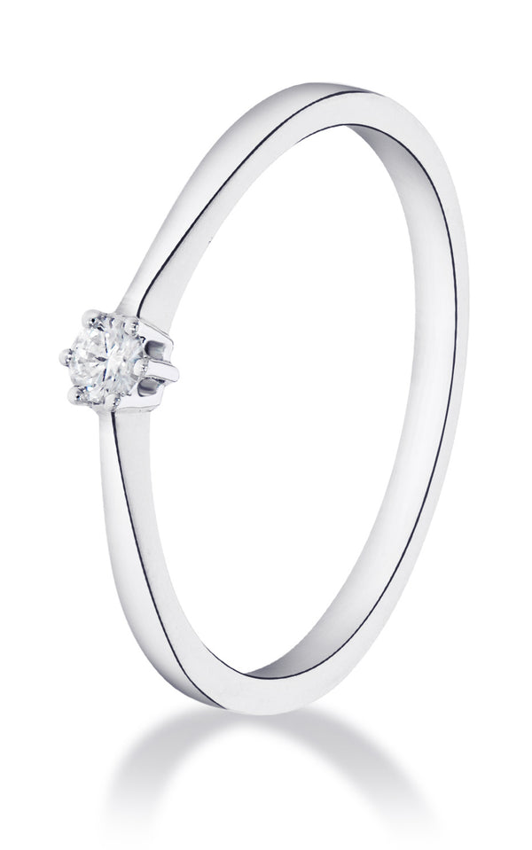 Met diamant 0.03 crt. - Solitair - Witgoud - Hutjens Solitair - 14k Witgoud