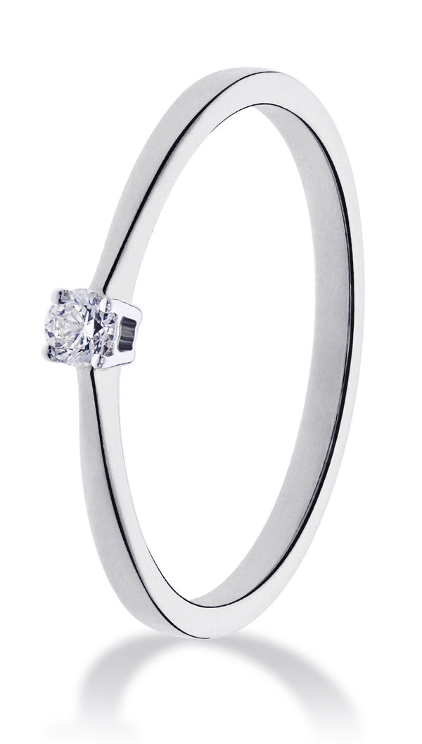 Met diamant 0.10 crt. - Solitair - Witgoud - Hutjens Solitair - 14k Witgoud