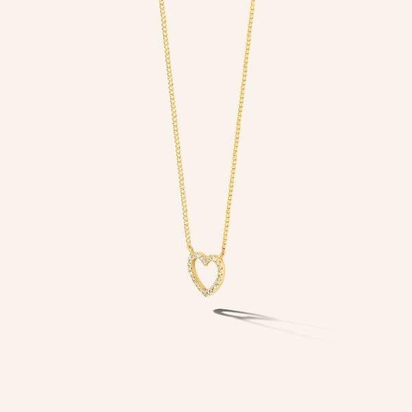 Zilveren ketting goudkleurig verguld - Heart Necklace - Diamanti Per Tutti - Sterling Zilver 925
