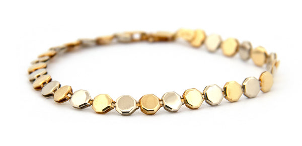 14 karaat bicolor armband - Octagon - Hutjens - 14k Geelgoud
