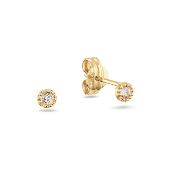 Grimaldi White Topaz Studs - Jackie - 14k Geelgoud