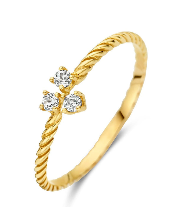 Triangle White Topaz Ring - Jackie - 14k Geelgoud