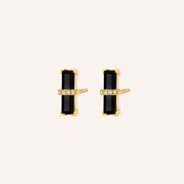 Zilveren oorstekers goudkleurig verguld - Dark Secret Earrings - Diamanti Per Tutti - Sterling Zilver 925