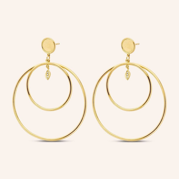 Zilveren oorstekers goudkleurig verguld - Bella Vita Earrings - Diamanti Per Tutti - Sterling Zilver 925