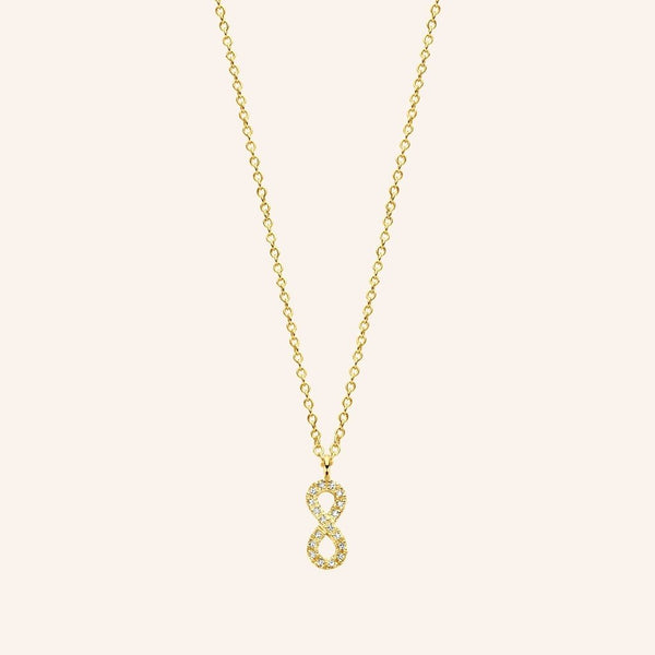 Zilveren ketting goudkleurig verguld - Infinity Necklace - Diamanti Per Tutti - Sterling Zilver 925