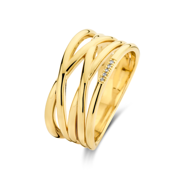 Zilveren ring goudkleurig verguld - Linear ring - Diamanti Per Tutti - Sterling Zilver 925