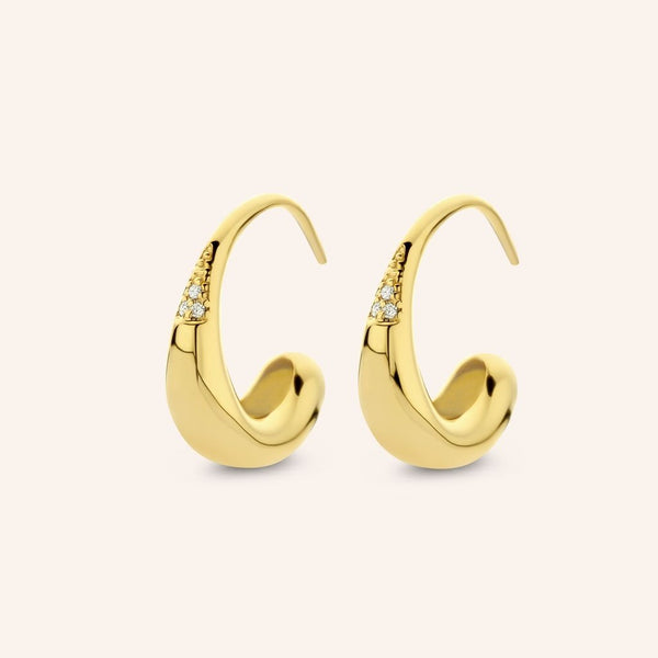 Zilveren oorstekers goudkleurig verguld - Honey Drip Small Hoops - Diamanti Per Tutti - Sterling Zilver 925