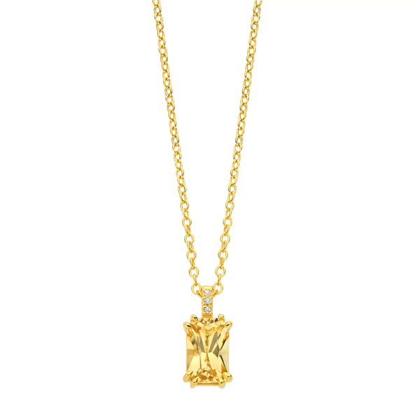 Zilveren ketting goudkleurig verguld - Citrine Necklace - Diamanti Per Tutti - Sterling Zilver 925