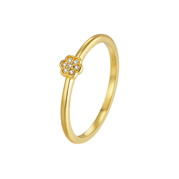 Zilveren ring goudkleurig verguld - First Flower - Diamanti Per Tutti - Sterling Zilver 925