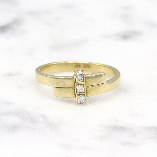 Geelgouden ring met 5 diamanten - Mondria - Hutjens Mondria - 14k Geelgoud