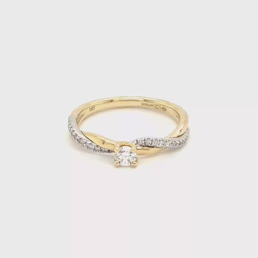 Bicolor solitair ring - 0,30 crt. - Hutjens Diamond - 14k goud