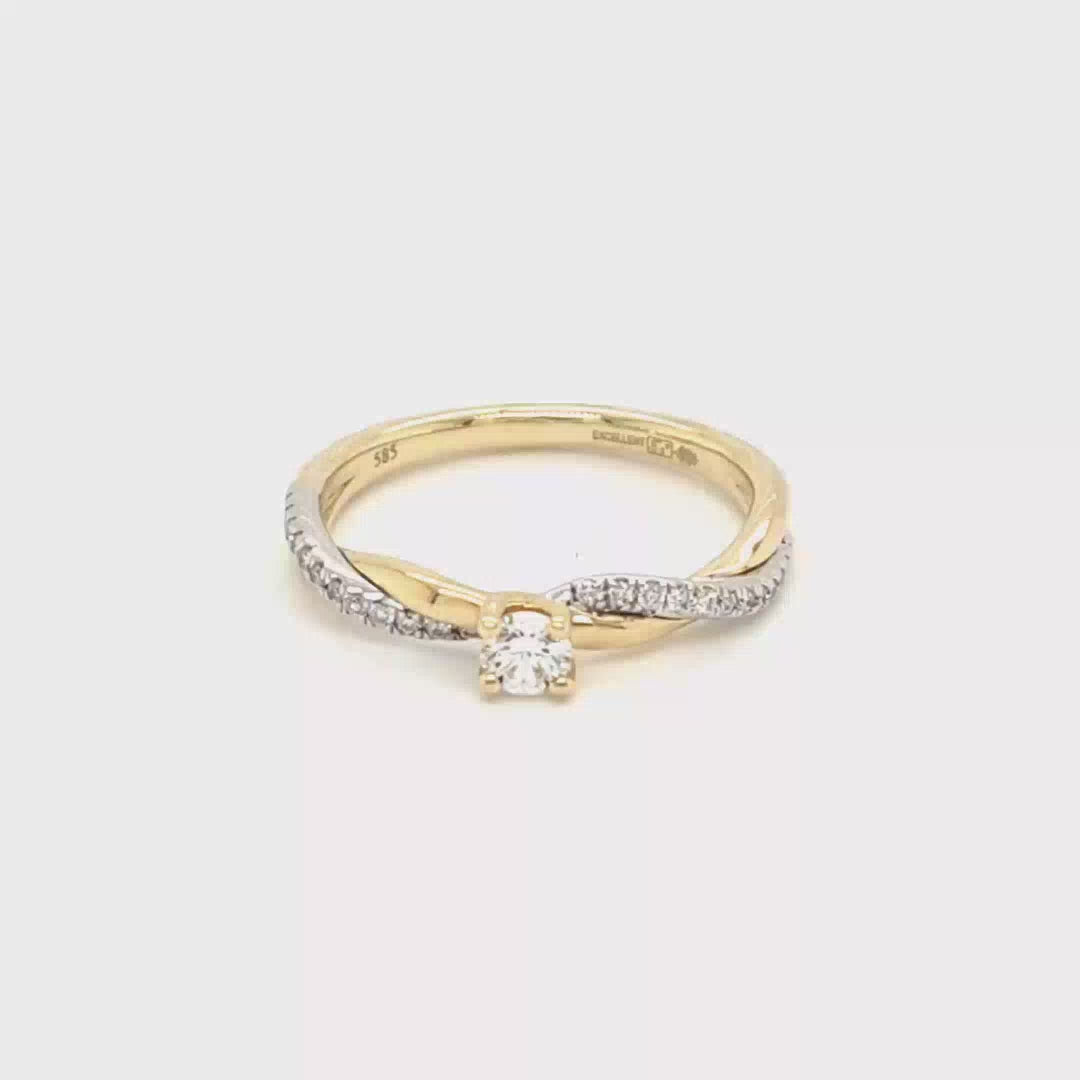 Bicolor solitair ring - 0,30 crt. - Hutjens Diamond - 14k goud