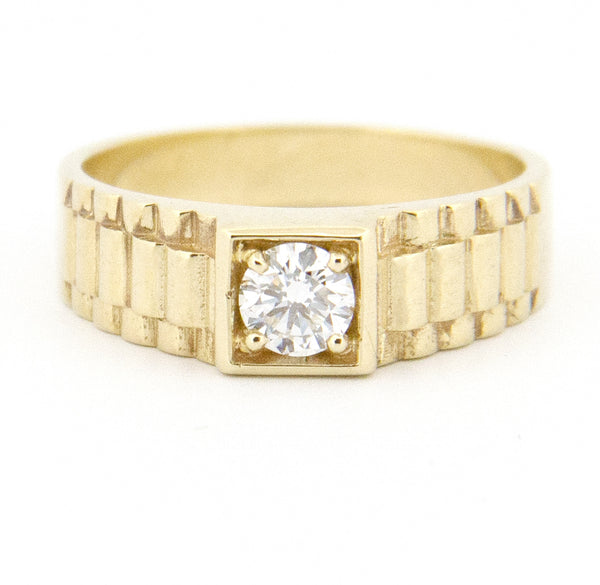 Met diamant - Rolex president ring met diamant - Hutjens - 14k Geelgoud