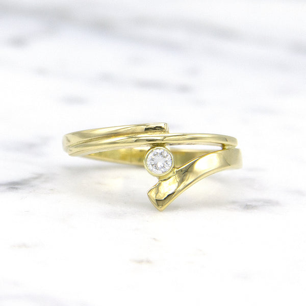 Geelgouden ring met diamant - Smedy - Hutjens Smedy - 14k Geelgoud